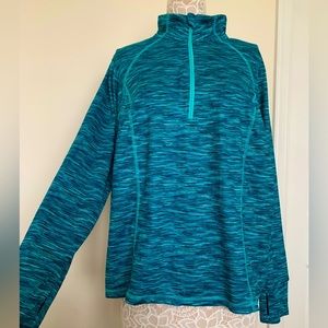 EUC Xersion Pullover 1/4 zip Workout Gym Shirt Celestial Teal Plus Suze 1X